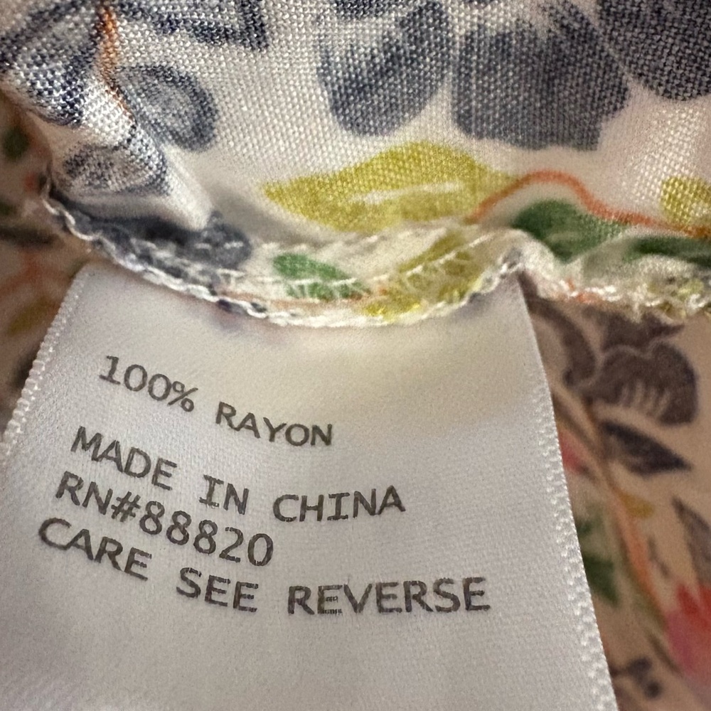 Cynthia Rowley Woman Multicolor Floral Blouse with Flutter sleeves Sz 3X - Picture 4 of 6